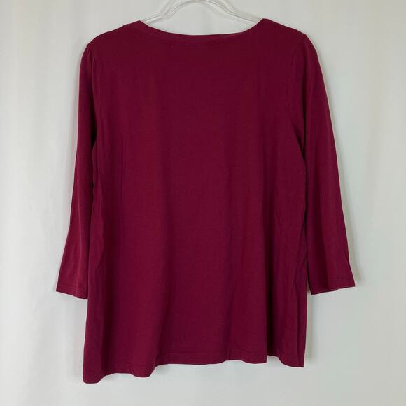 Chico's | Red 3/4 Sleeve Tee Shirt Bateau Button Cotton Modal Chicos 2/US Large - Picture 5 of 5